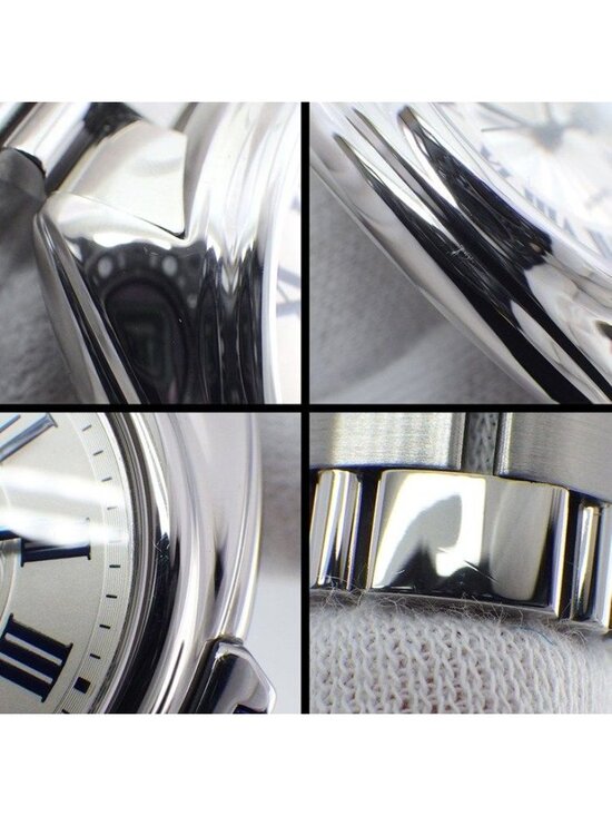 Cartier Watch Cles Silver Guilloche Dial Roman Index Date Back Slotted SS main image 9